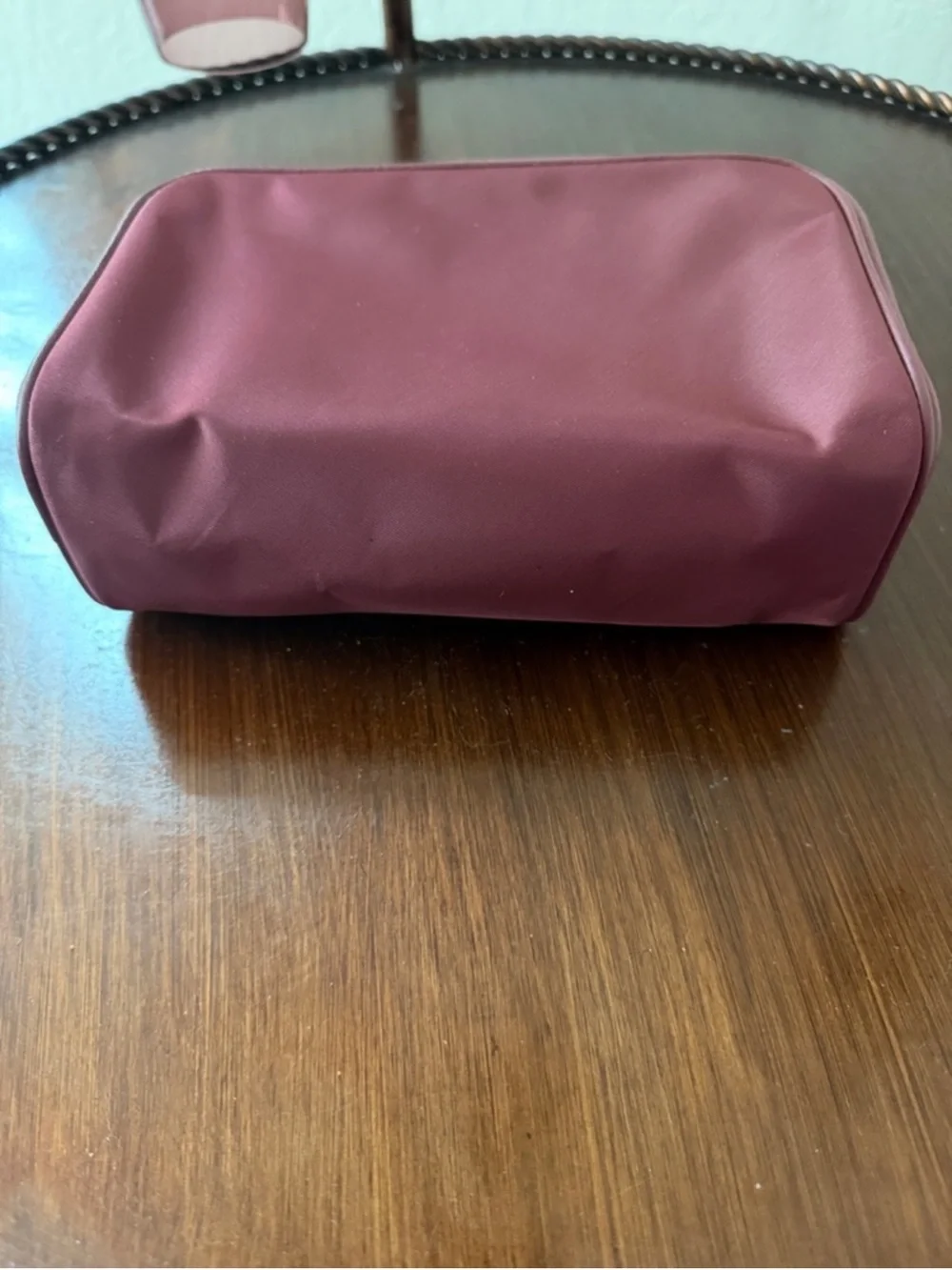 Coach Ellis Nylon Cosmetic Case in Burgundy Wine Color Gold Accents